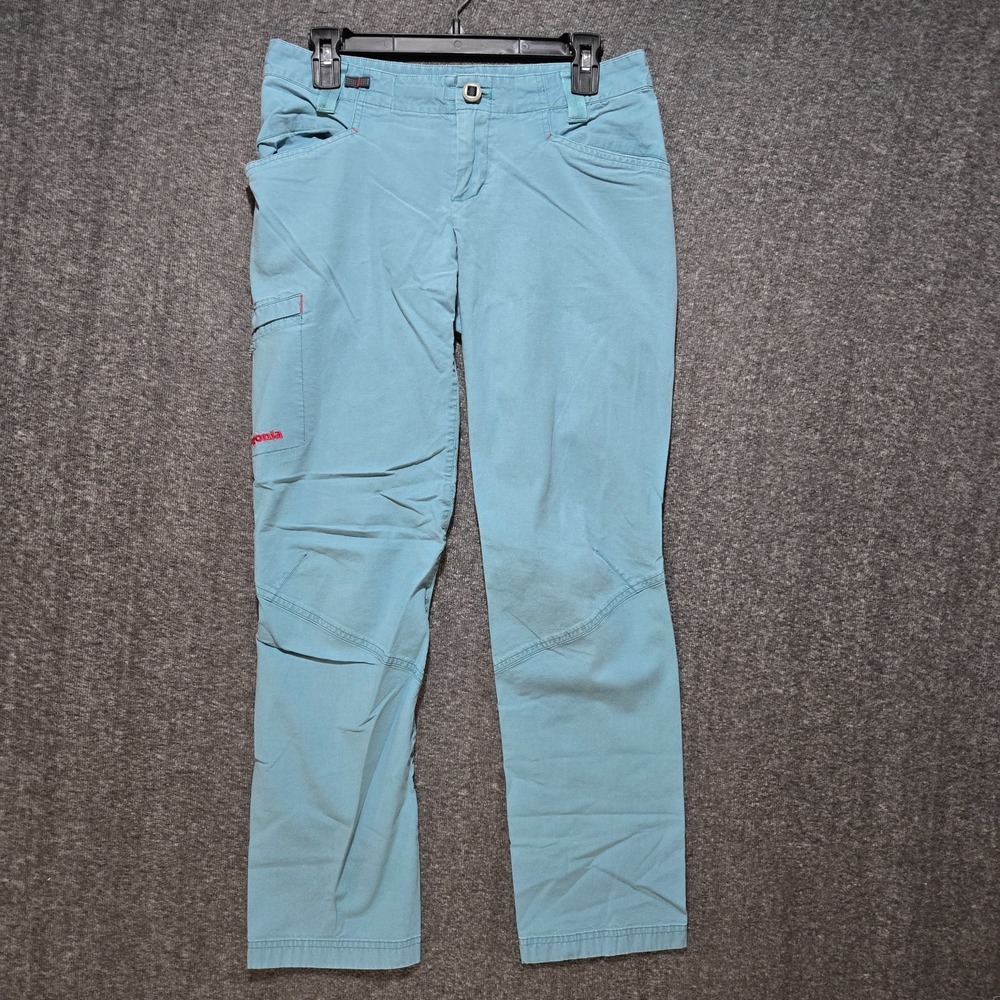 Patagonia Womens Venga Rock Pants Sz 4‎ Howling Turquoise Organic Cotton Stretch